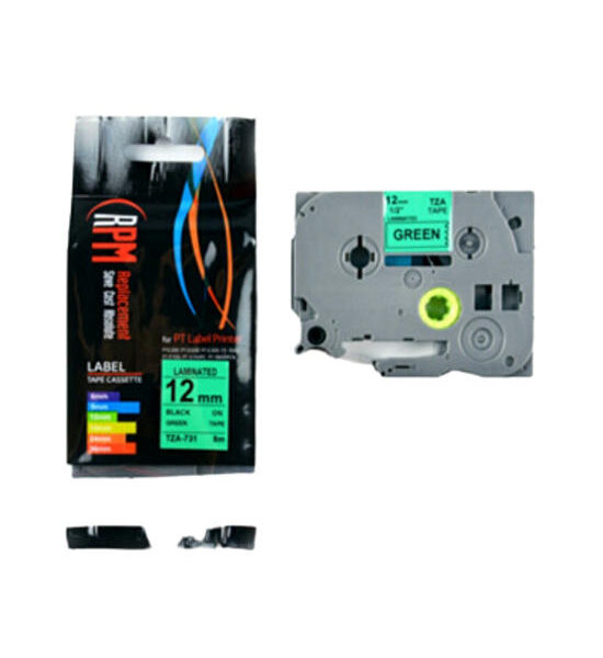 RPM Label Tape 12mm Black on Green Оригинал