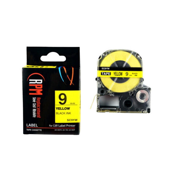 RPM Label Tape 9mm. Black on Yellow Оригинал