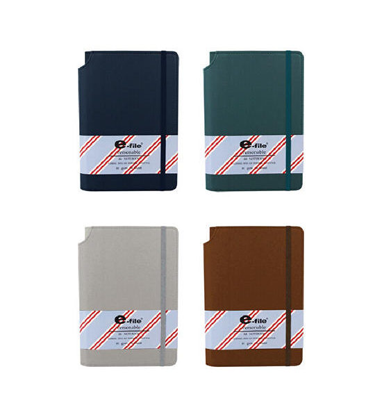 E-FILE E-FILE สมุดโน้ต A6 ปกหนัง PVC สีคละ มียางรัดพร้อมช่องเสียบปากกา 80 แกรม 96 แผ่น Оригинал