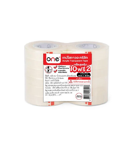 @ONE ONE เทปใส แกน 1 นิ้ว ขนาด 12มม. x 36หลา (แพ็ค 10 ฟรี 2) Оригинал