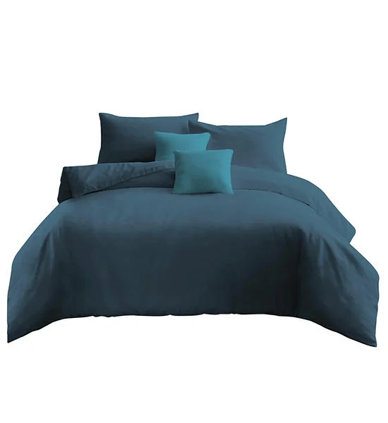 AKEMI King Fitted Sheet Set Colourjoy Solid Color Noir Navy Оригинал