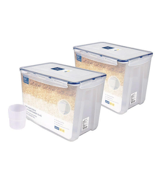SUPER LOCK Super Lock Rice Box with Measuring Cup and Wheels, Model 6041, 10 kg, Pack of 2 Оригинал