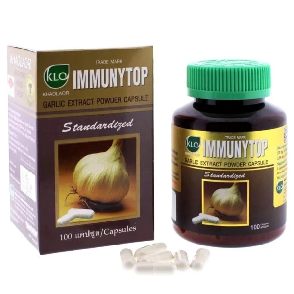 Иммуномодулятор с Аллицином Khaolaor Immunytop Garlic Extract  Powder Capsule, 100 шт. Таиланд
