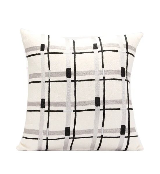 CENTRAL HOME Cushion Printed Check Pattern Size 45x45 cm White Оригинал
