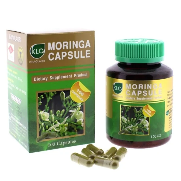 Капсулы общеоздоравливающего действия Моринга Масляничная Khaolaor Moringa Capsule 100 капсул Таиланд