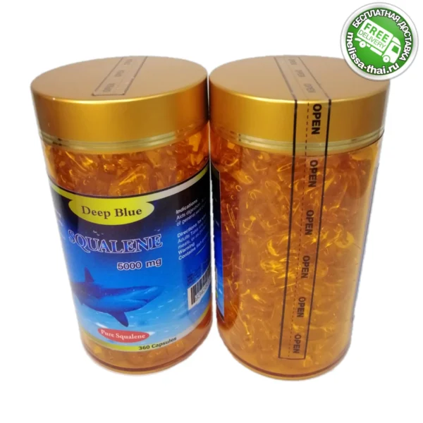 Капсулы Сквален Акулы иммуномодулятор Deep Blue Squalene 5000 mg. 360 капсул, Таиланд