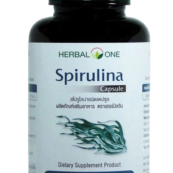 Капсулы Спирулина, комплекс витаминов, минералов и аминокислот Herbal One Spirulina Capsule, 100 шт., Таиланд