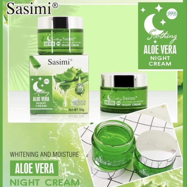 Крем для лица ночной с Алоэ Вера, витамином C Sasimi Facial Night Cream Sasimi Aloe Vera Face Cream