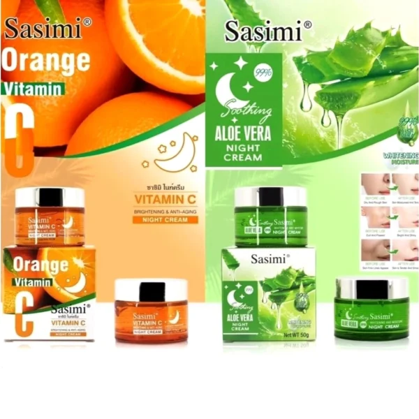 Крем для лица ночной с Алоэ Вера, витамином C Sasimi Facial Night Cream