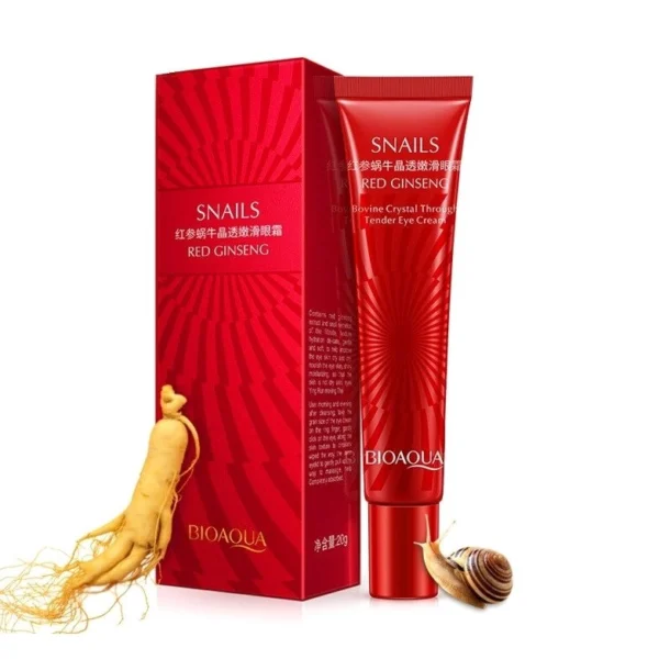 Крем-лифтинг для кожи вокруг глаз с муцином Улитки и Женьшенем BioAqua Snail Red Ginseng Eye Cream 20 мл.