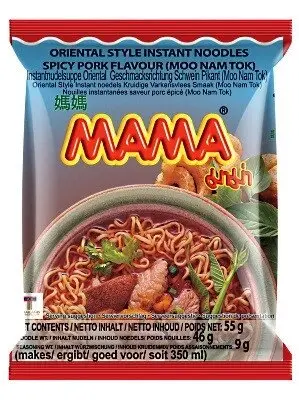 Лапша быстрого приготовления с острым вкусом Свинины MАМА Spicy Pork Flavour, (в наборе) 55 gr x 6 шт. Таиланд
