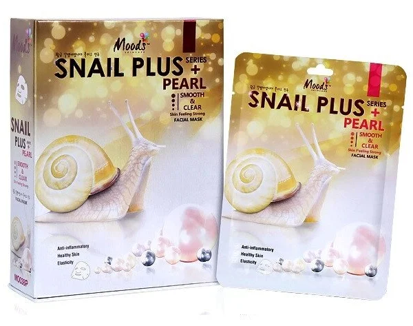 Маска для лица тканевая с экстрактом Улитки и Жемчугом Moods Snail Plus Pearl Facial Mask, 10 шт., Таиланд