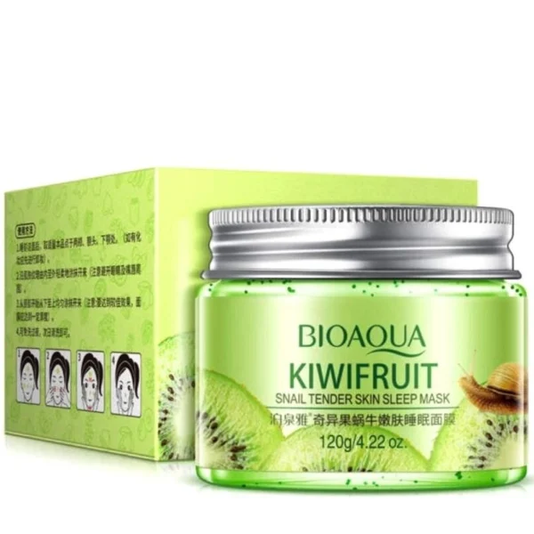 Маска ночная с муцином Улитки и экстрактом Киви BioAqua Kiwifruit Snail Tender Skin Sleep Mask 120 мл. Таиланд