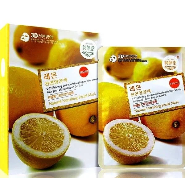 Маска тканевая питательная для лица с экстрактом Лимона 3D Natural Nurishing Facial Mask From Lemon, Таиланд