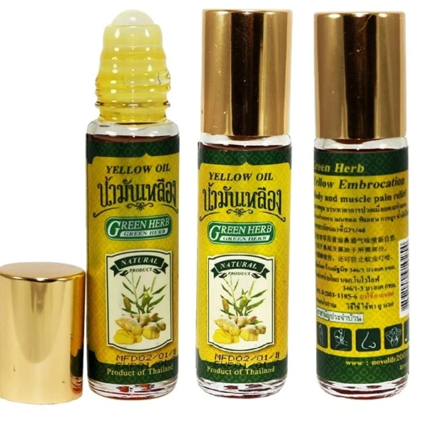 Масло лечебное для облегчения мышечной боли Yellow Oil Green Herb, 40 гр., Таиланд