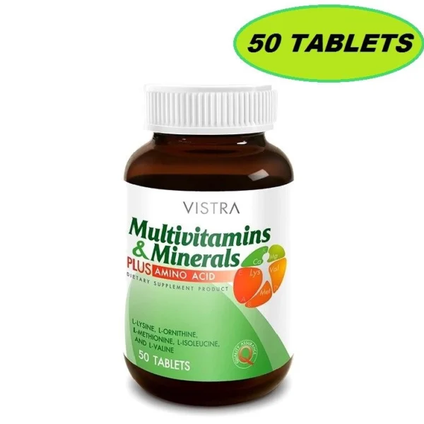 Мультивитаминный комплекс с аминокислотами Vistra Multivitamins  Minerals Plus Amino Acid, 50 капсул Таиланд