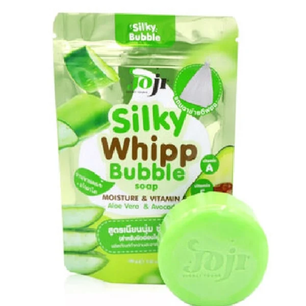 Мыло с мочалкой Алоэ Вера + Авокадо JOJI Secret Young Silky Whipp Bubble Soap Aloe Vera & Avocado, 100 гр., Таиланд