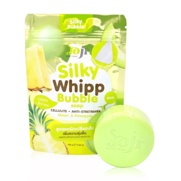 Мыло с мочалкой Дыня + Ананас JOJI Secret Young Silky Whipp Bubble Soap Melon Pineapple Cellulite, 100 гр., Таиланд