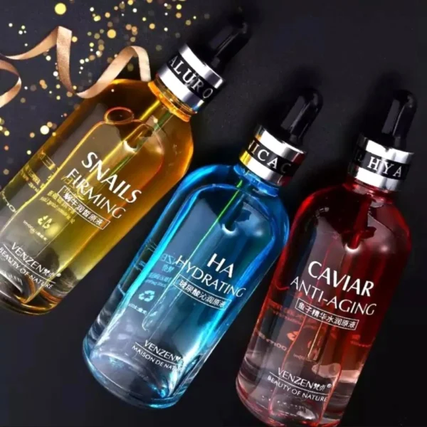 Набор сывороток для лица Venzen-HA Hydrating-Snails Firming-Caviar Anti-Aging, 100 мл+100 мл+100 мл. Таиланд
