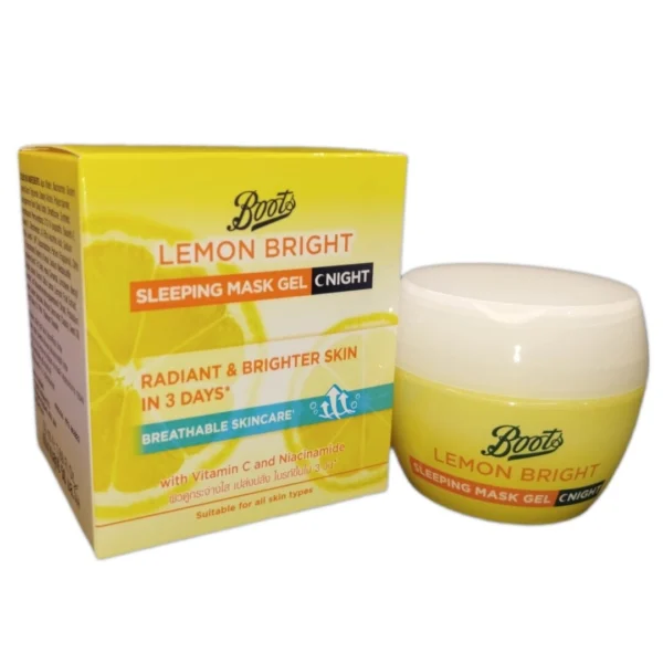 Ночная маска-гель для сияния кожи Boots Lemon Bright Sleeping Mask Gel с витамином C и ниацинамидом, 50 мл