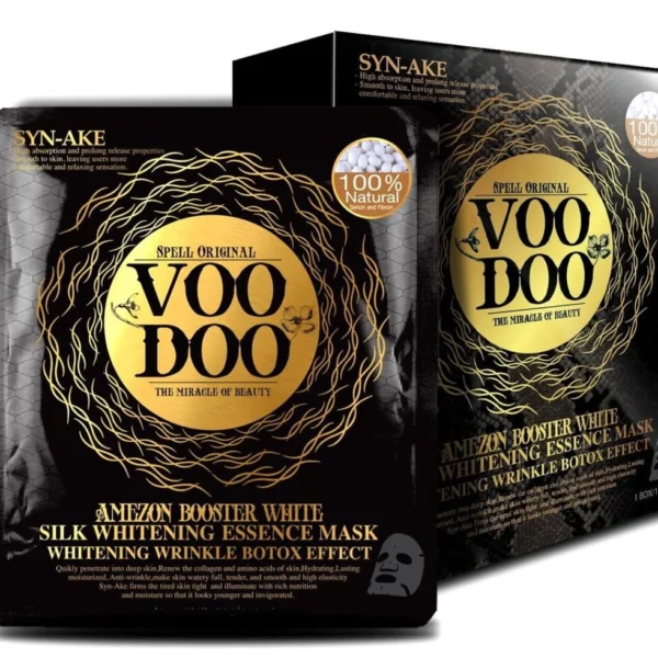 Омолаживающая тканевая маска для лица с эффектом Ботокса Voodoo Amezon Booster White Silk Mask, 10 шт. Таиланд