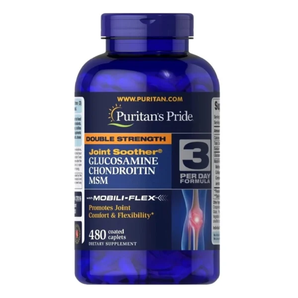 Препарат для суставов, связок и костей Double Strength Glucosamine Chondroitin MSM Puritan's Pride США 480 КАПСУЛ