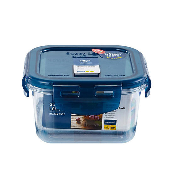 SUPER LOCK White - Blue Square Tritan Food Container With Lock Lid JCP-6885 Size 500 ML. Оригинал