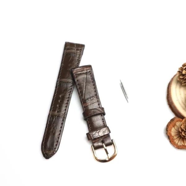 Ремешок для часов из Натуральной Кожи Крокодила Anas Genuine Crocodile Leather, коричневый, 18 мм. Таиланд