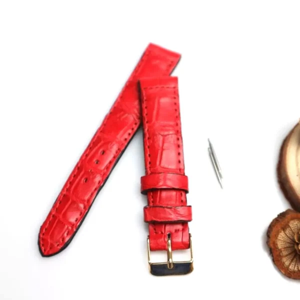 Ремешок для часов из Натуральной Кожи Крокодила Anas Genuine Crocodile Leather, красный, 18 мм. Таиланд