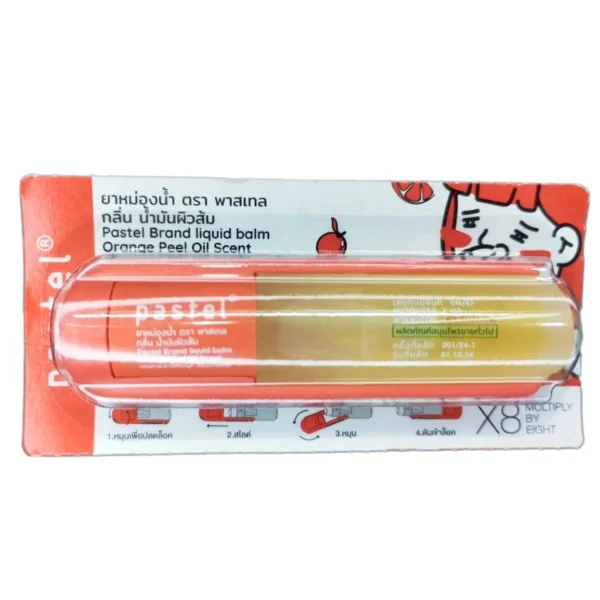 Роликовый бальзам Pastel Orange Peel Oil Scent с натуральными маслами — Аромат Апельсина — Тайский жидкий ингалятор 3 мл