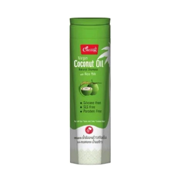 Шампунь для волос с кокосовым маслом и рисовым молочком Caring Virgin Coconut Oil Natural Shampoo With Rice Milk, 200 мл