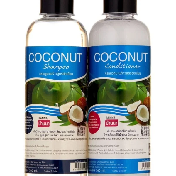 Шампунь + кондиционер для волос "Кокос" /  Coconut shampoo + conditioner, Banna, 360+360 мл.