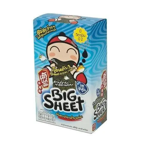 Снек из морских водорослей Tao Kae Noi Seaweed Sea Food Big Sheet Flavour, (морепродукты) 3,5grX12 шт. Таиланд