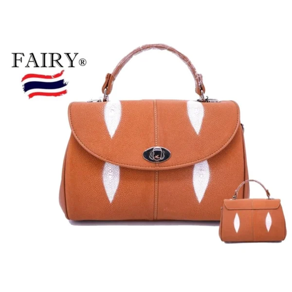 Сумка женская из натуральной кожи Ската Fairy Genuine Leather Product Model SRU161, бежевая, Таиланд