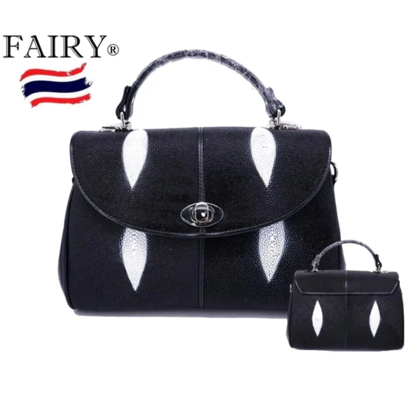 Сумка женская из натуральной кожи Ската Fairy Genuine Leather Product Model SRU161, чёрная,  Таиланд