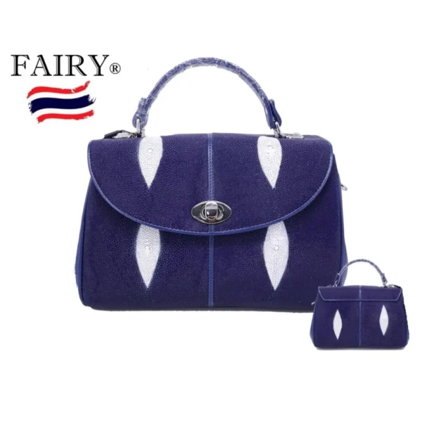 Сумка женская из натуральной кожи Ската Fairy Genuine Leather Product Model SRU161, синяя,  Таиланд