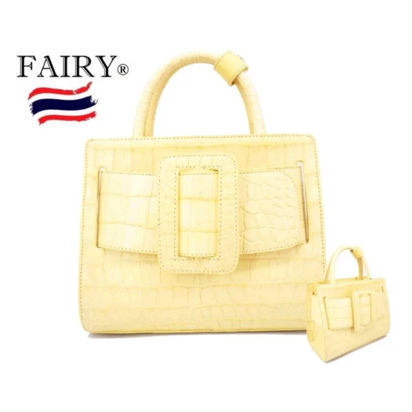 Сумка женская из натуральной Крокодиловой кожи Fairy Genuine Leather Product Model CRT164, Таиланд БЕЖЕВЫЙ