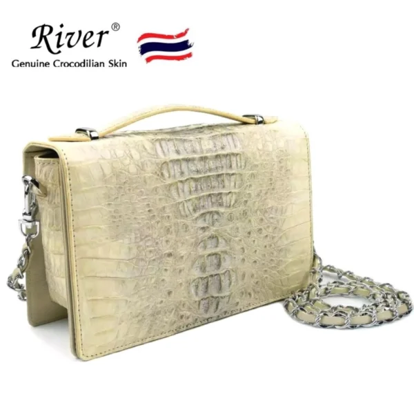 Сумка женская из натуральной Крокодиловой кожи River Genuine Crocodilian Skin Model CA086CH (белый), Таиланд