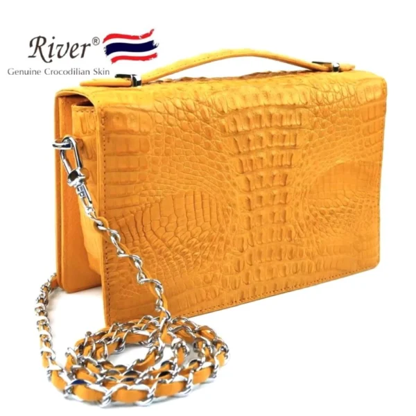 Сумка женская из натуральной Крокодиловой кожи River Genuine Crocodilian Skin Model CA086CH (рыжий), Таиланд