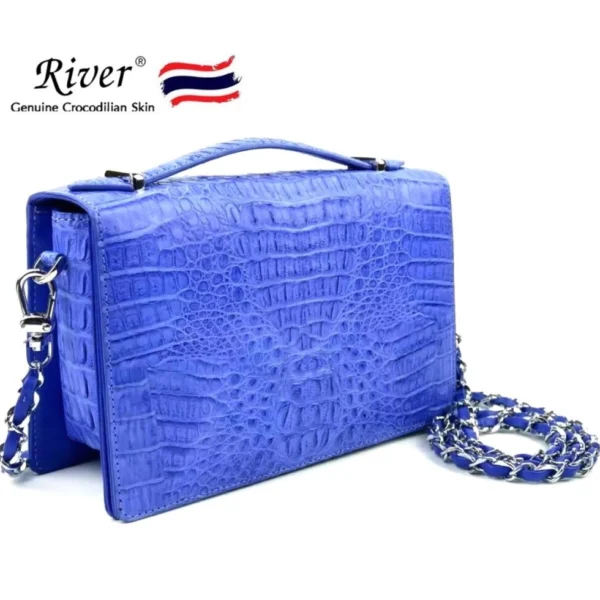 Сумка женская из натуральной Крокодиловой кожи River Genuine Crocodilian Skin Model CA086CH (синий), Таиланд