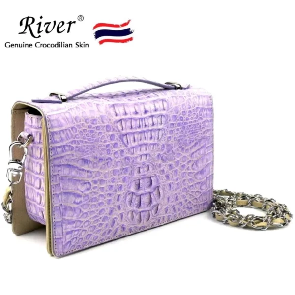 Сумка женская из натуральной Крокодиловой кожи River Genuine Crocodilian Skin Model CA086CH (сиреневый), Таиланд