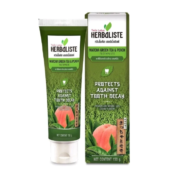 Тайская зубная паста Twin Lotus Herbaliste Matcha Green & Peach, 150 мл. Таиланд