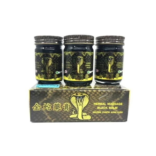 Тайский бальзам черный Cobra Gold Herbal Massage Black Balm Ton Pho Brand 3шт.  50 мл. Таиланд