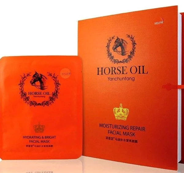 Тканевая маска для лица с Лошадиным Жиром Belov Horse Oil, увлажнение и сияние кожи, Таиланд