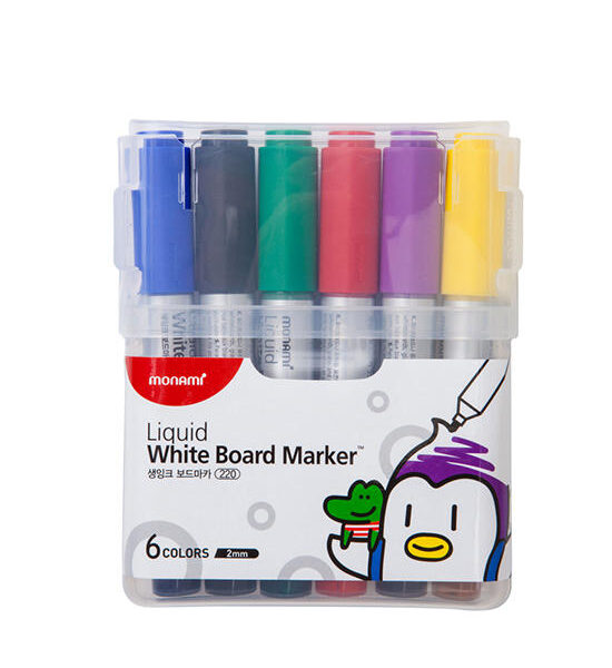 MONAMI Monami Liquid 220A White Board Marker 2.0 mm. (6/Pack) Colors Оригинал