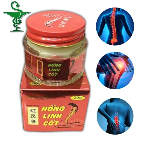 Вьетнамский белый бальзам Hong Linh Cot с Ядом кобры и ментолом, 20г.