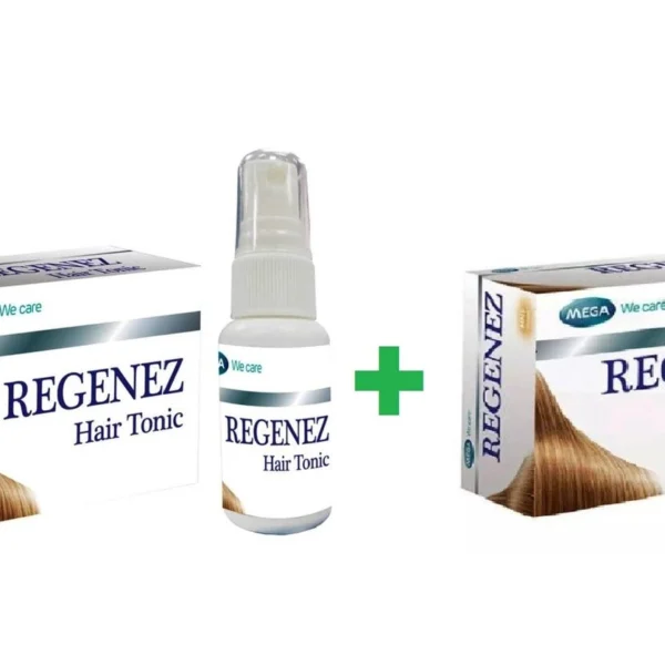 Витамины + Тоник против выпадения для укрепления и роста волос Mega We Care Regenez, 30 капс.+ 30 мл Таиланд