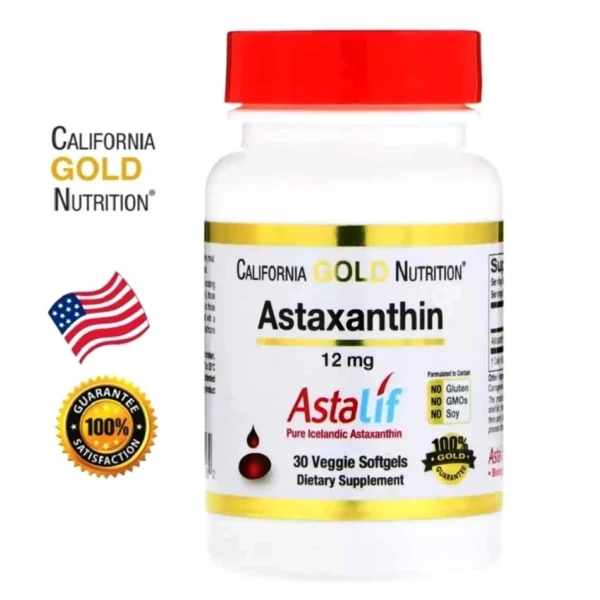 Высококонцентрированный Антиоксидант Астаксантин California Gold Nutrition Astaxanthin AstaLif 12 mg. США