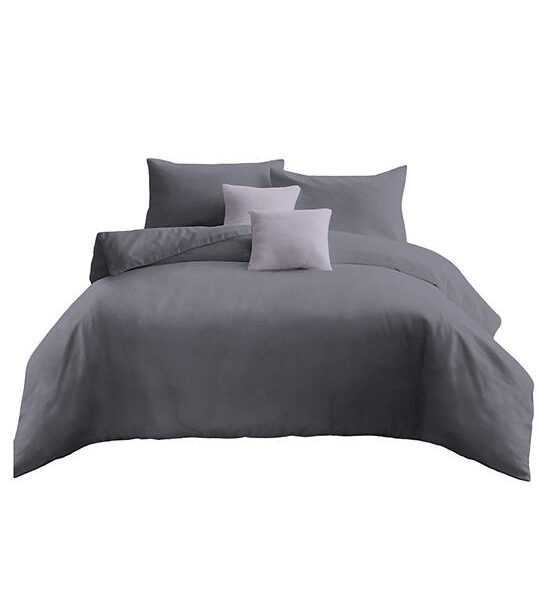 AI By AKEMI King Fitted Sheet Set Colourjoy Solid Color Grape Charcoal Оригинал
