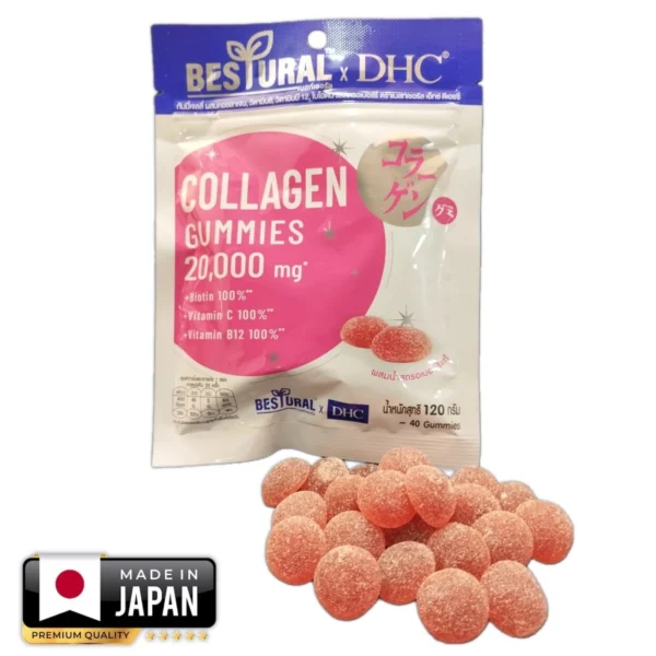 Жевательные коллагеновые витамины Bestural x DHC Collagen Gummies – 20 000 мг для кожи, волос и ногтей